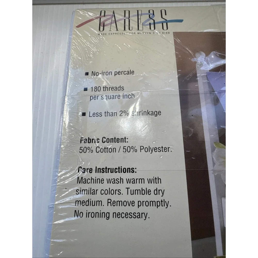 Caress Twin Flat Sheet Light Blue NEW Sealed Orig Package Vintage MERVYN'S USA